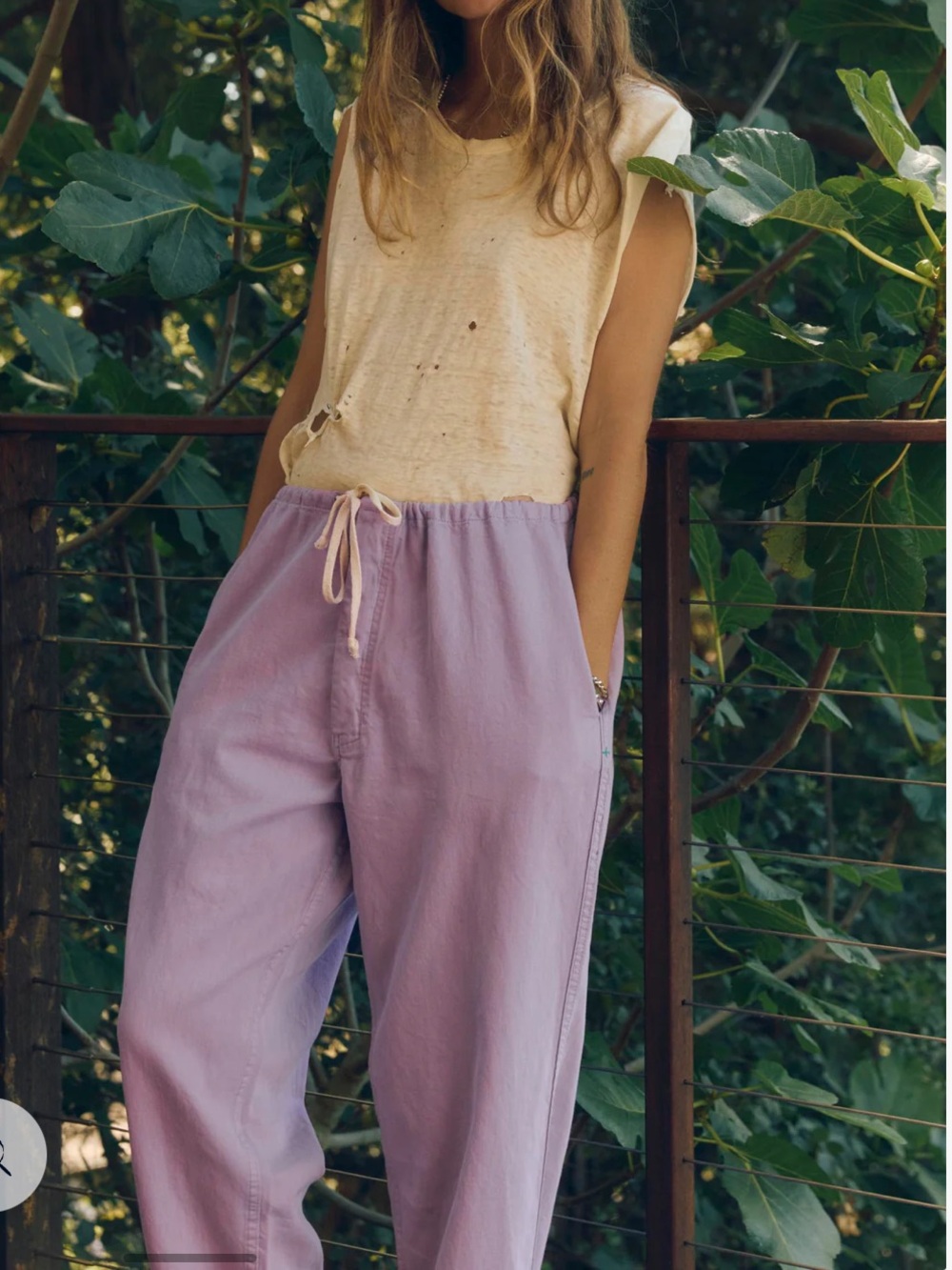 imogene + willie Lavender Wide-Leg Drawstring Pants - Picture 3 of 7